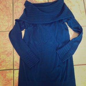 Knit sweater, blue, long